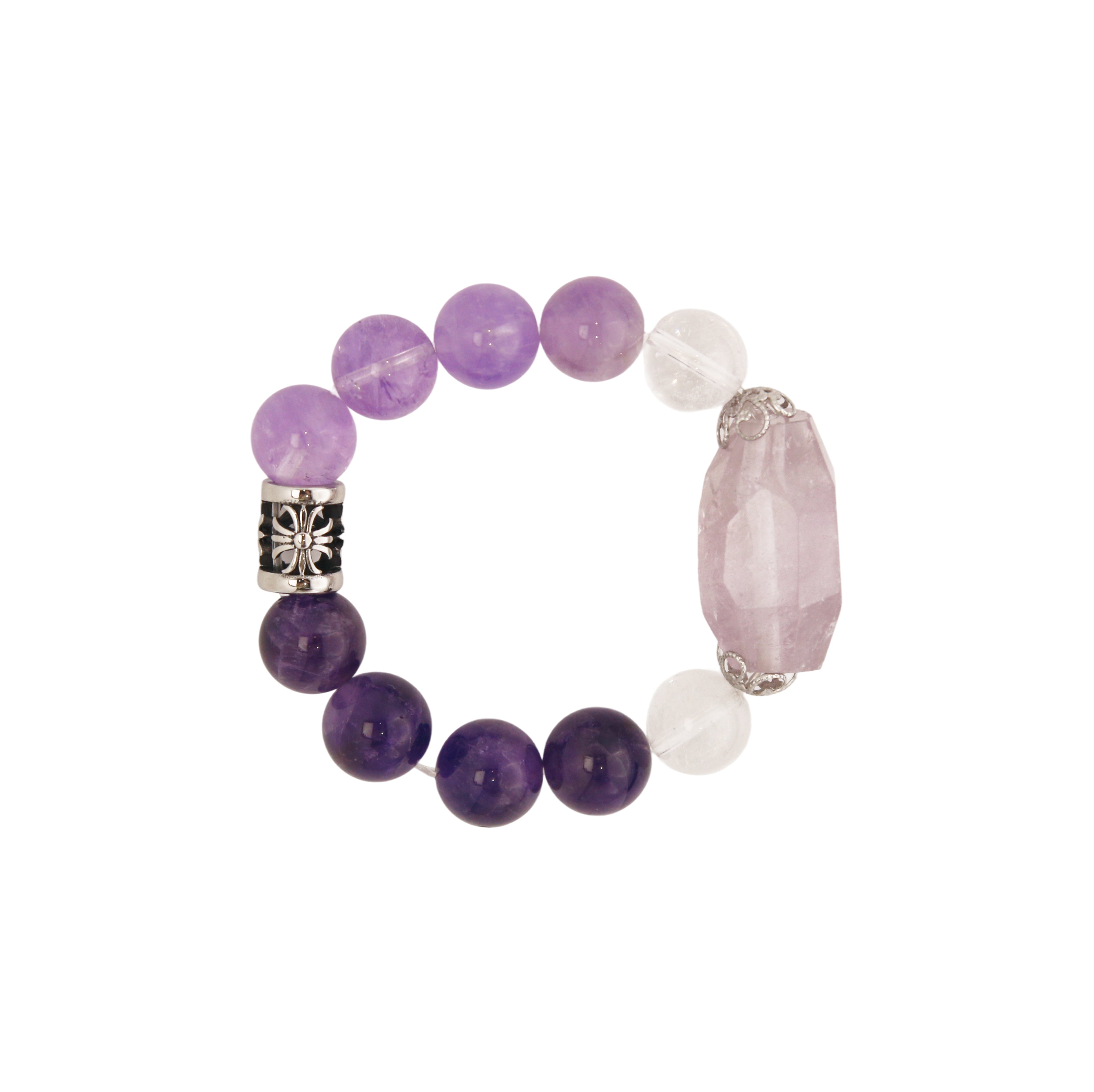 Amethyst and Rose Quartz crystal bracelet for love and wisdom