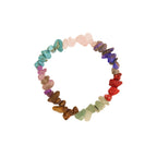 Stack of various natural raw chip stone crystal bracelets