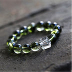 Green Phantom Crystal bracelet with natural inclusions
