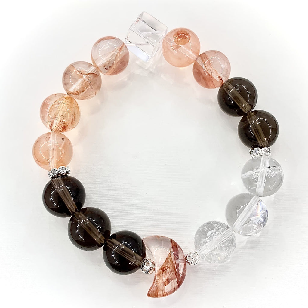 Hematoid Quartz and Phantom Quartz crystal bead bracelet