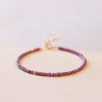 Dainty lilac cube crystal bracelet with gold chain and heart charm