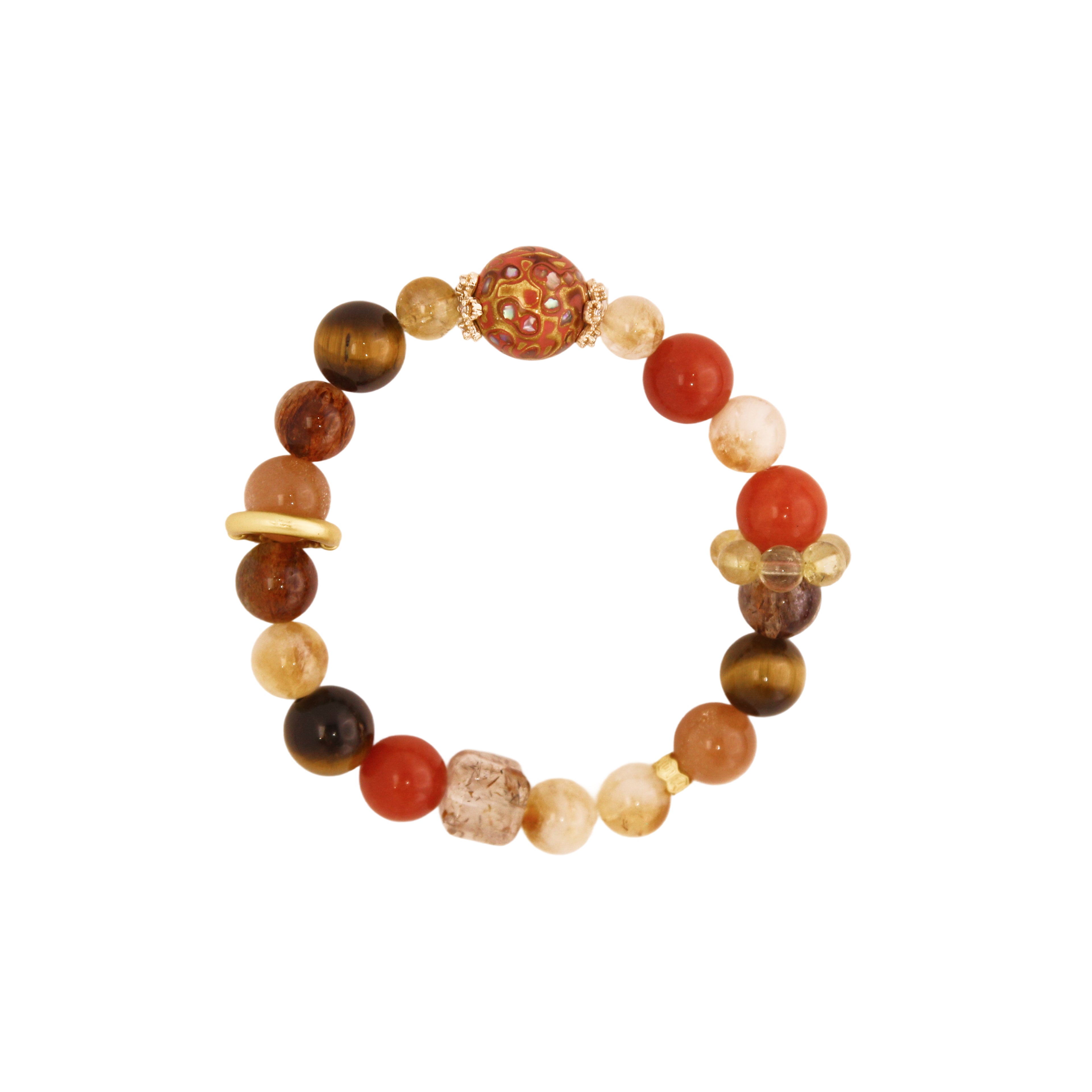 Vibrant Fire Agate crystal beaded bracelet for courage and energy