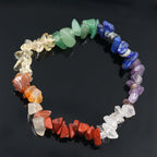Collection of colorful raw chip stone crystal bracelets