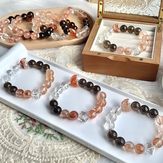 L2L Crystal Red Hematoid Quartz and Smoky Quartz bracelet